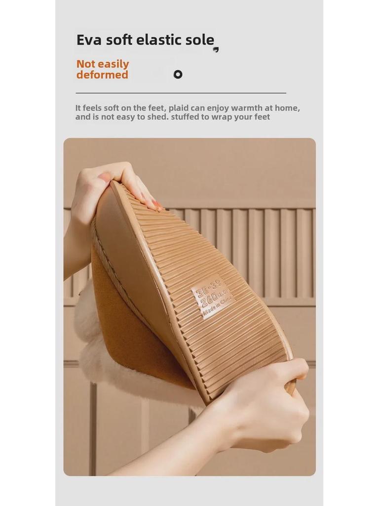 Женские зимние ботинки Bowknot на толстой подошве 2024 года: Увеличивающая рост, теплая, с бархатной подкладкой, меховая обувь для улицы на осень и зиму.