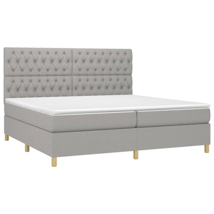 VidaXL Divan Bed with Mattress Light Grey 200x200cm Fabric - Model 3142601