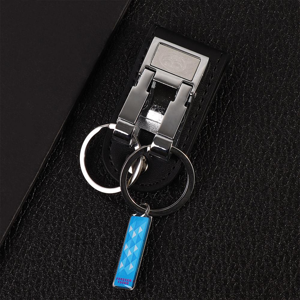 Detachable Belt Buckle Clip Stainless Steel Key Chain Keychain Key Ring Holder 2 Loops