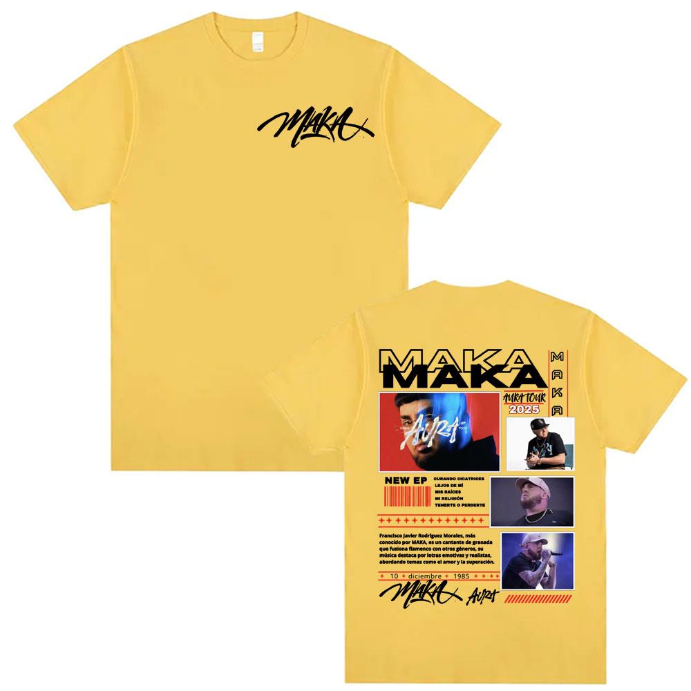 Rapper Maka Aura Tour Album 2025 T Shirts for Unisex Women Vintage Style Harajuku Street Tshirt Casual High Quality Cotton T Shirt