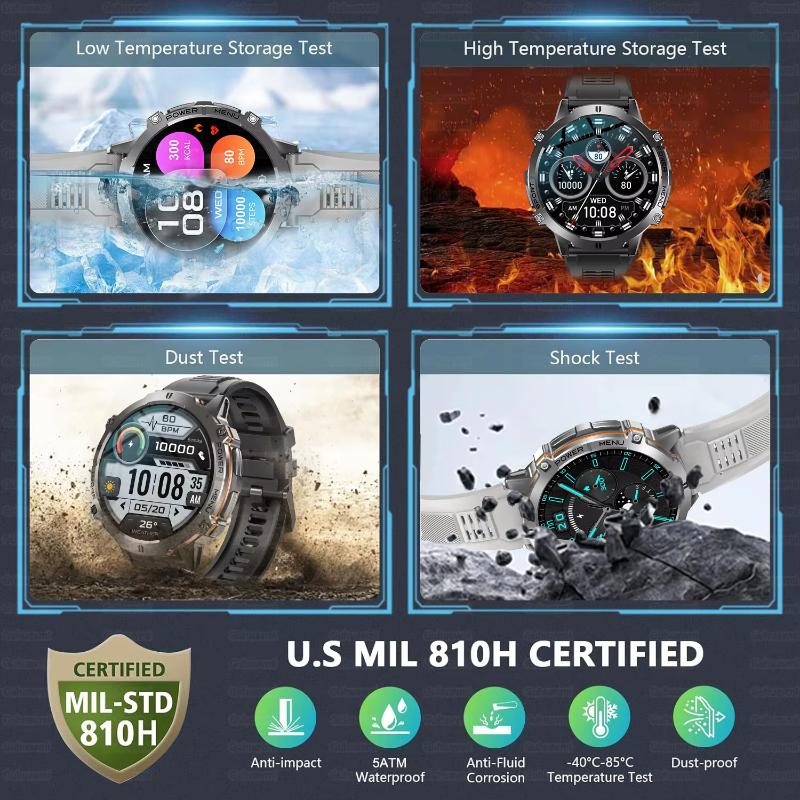 Военные Смарт-часы 1000 мАч Супер Выносливость Звонки по Bluetooth GPS Компас Барометрический Альтиметр Водонепроницаемость 10 АТМ Спортивные Смарт-часы Мужские