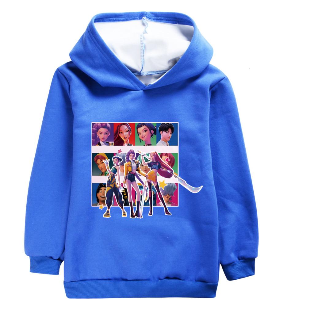 5036 Теплый бархатный детский Kpop худи для девочек с принтом Руми Зои Мира и длинными рукавами для зимы
