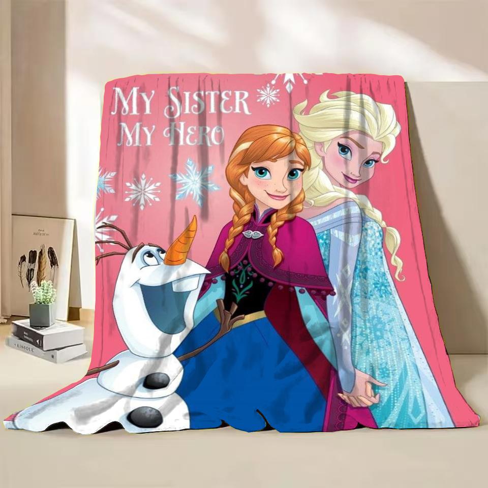 Disney Frozen Elsa Princess Childrens Adult Soft Flannel Blanket Fluffy Baby Plush for Bedroom Travel Office Cover Warm Blankets