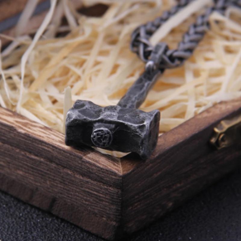 Нержавеющая сталь 316L Молот Тора MJOLNIR кулон ожерелье панк мужской амулет викингов ожерелье лучший мужской подарок