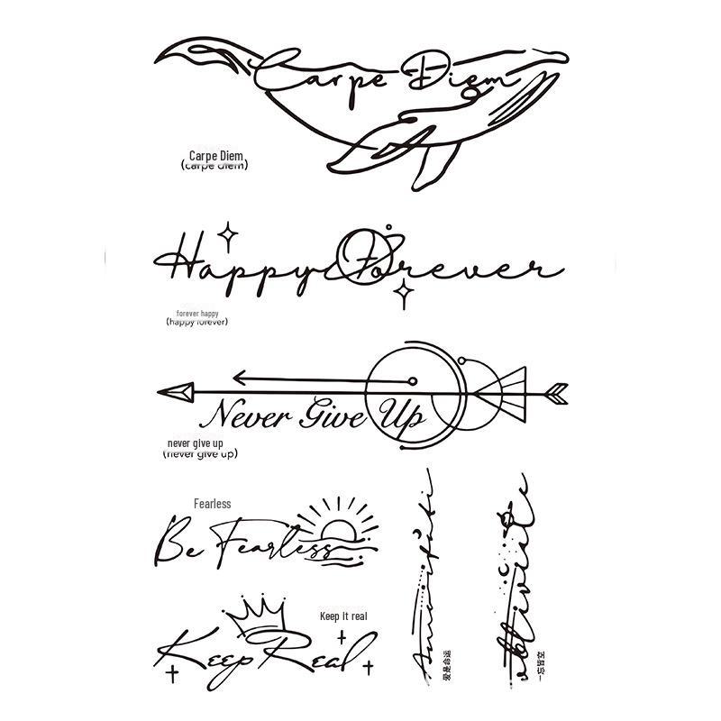 "Waterproof Semi-Permanent Herbal Tattoo Stickers for Men and Women - Durable Text Simulation Spot Tattoos"