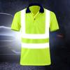 High Visibility Safety T-Shirt Button Lapel Tee Shirt with Reflective Tape Quick-dry Breathable Workwear Security Top for Construction Workers