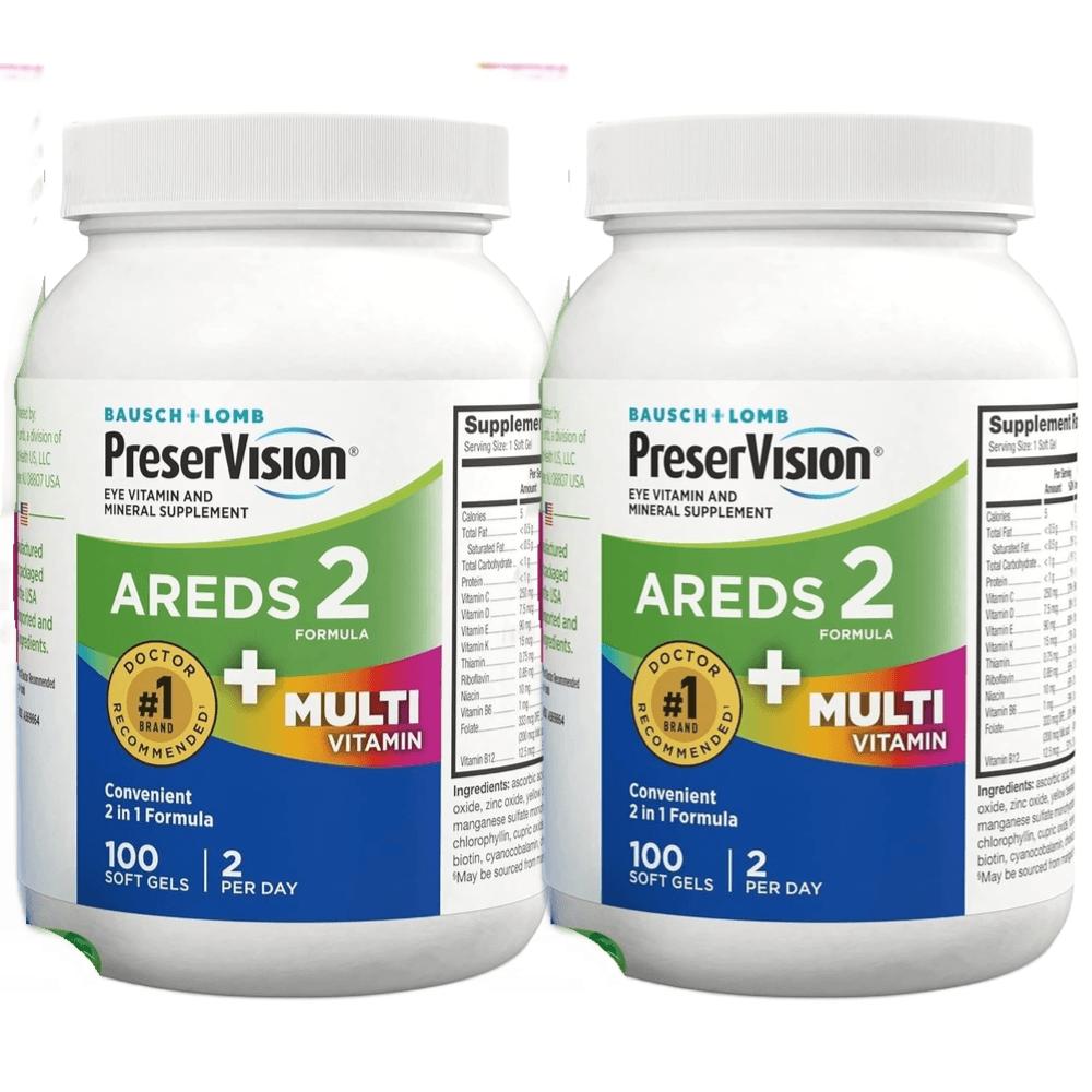 Bausch Lomb PreserVision AREDS2 Мультивитамины + Продукт 2 шт. 100 таблеток