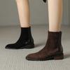 Мода 2025 Новые Осенне-Зимние Женские Ботильоны из Детской Замши Женская Обувь Ретро Челси Ручная Работа Натуральная Кожа