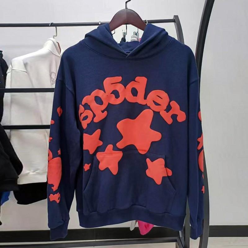 Mens Oversized Hooded Sweatshirt With Foil Print Spider Design 450g Heavyweight Fleece Lined Cotton Pullover Casual