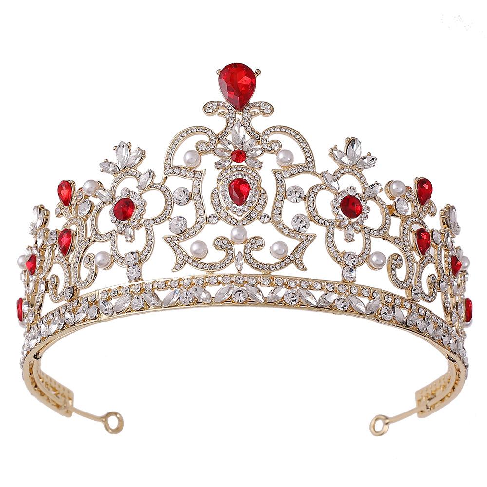 Bridal Crown Tiara Baroque Birthday Princess Hair Accessories Knot Wedding Red Headband Accessories