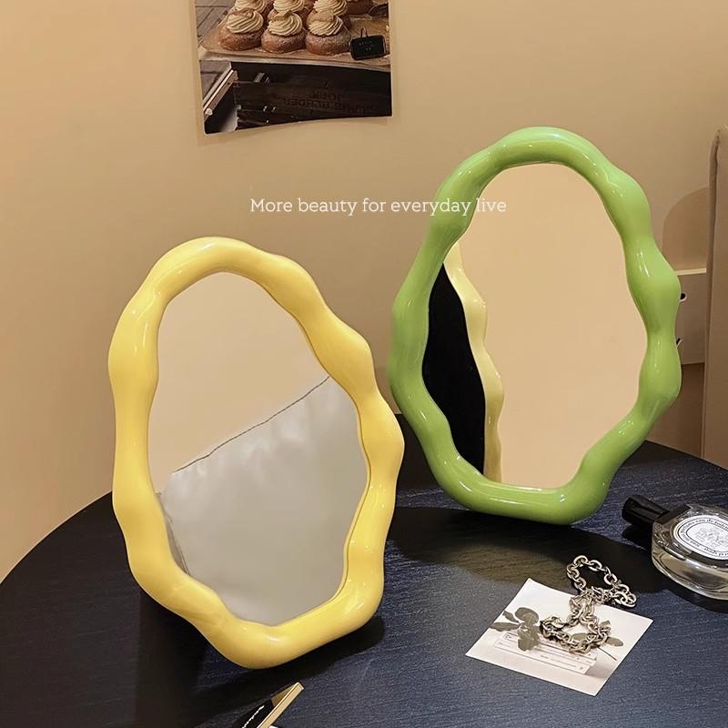Зеркало для макияжа в скандинавском стиле, нестандартное зеркало для спальни, туалета, офиса, общежития, регулируемое настольное зеркало для эстетического косметического декора