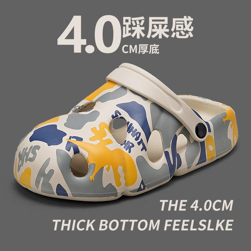 Летняя мужская обувь граффити дырявая обувь пляжная сумка носок толстая подошва увеличивающие рост сандалии уличные прохладные шлепанцы ЭВА4.0