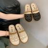 Fashion Shoes for Women 2025 New Breathable Flax Outdoor Women's Slippers Fashion Flat with Baotou Hollow Out Solid Modern Slippers