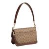 Coach Сумка через плечо Brynn 23, средняя, женская, бежево-коричневая, с застежкой-защелкой, из искусственной кожи и спилка крупного рогатого скота