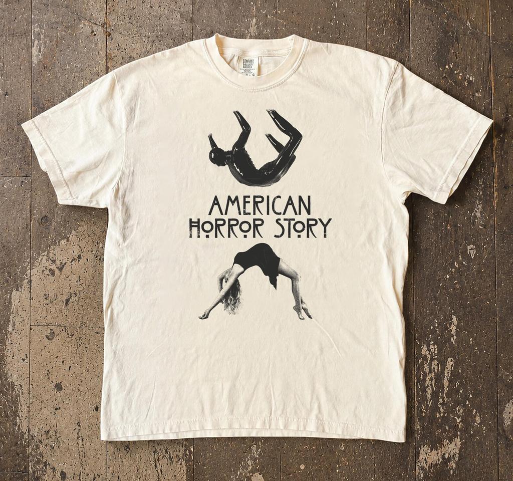 Футболка American Horror Story, Винтажная футболка AHS в стиле хоррор, Готическая графика Freak Show, Хлопковая футболка Halloween для фанатов, Унисекс футболка Хоррор Мужская