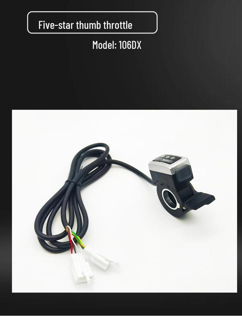 Пятизвездочный электрический велосипед 106DX Ручка газа: Контроллер скорости с поворотной ручкой под большой палец с циферблатом