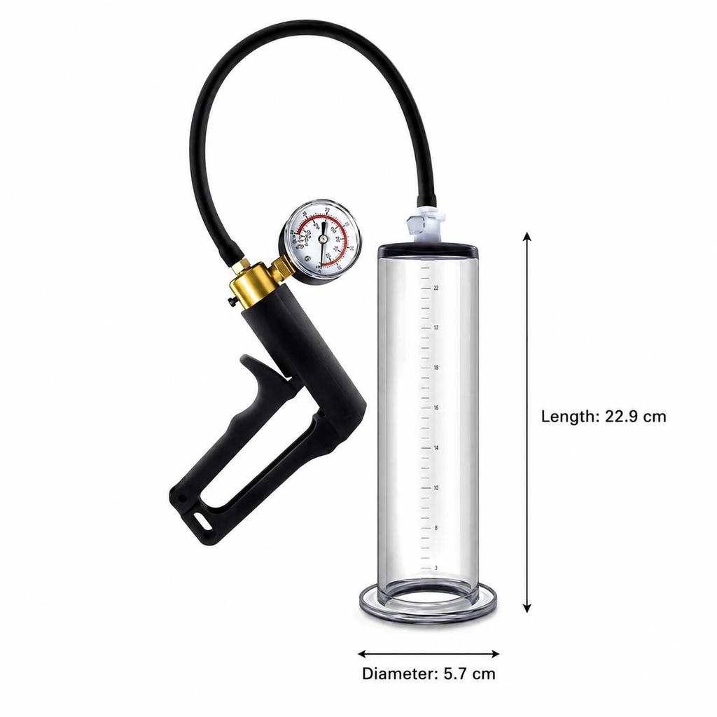 Male Vacuum Pump Kit with Acrylic Cylinder Metal Pressure Gauge Air Control Male Stamina Training Masturbation Sex Toy