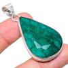 Emerald(Simulated) Gemstone Handmade 925 Sterling Silver Jewelry Pendant 2.17" AH-906