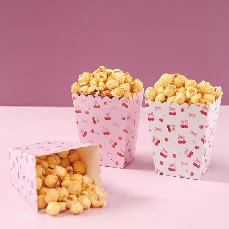 10 шт. бумажных коробок для попкорна с бантом, с узором в виде банта, коробка для попкорна, сувениры для вечеринки в честь будущего ребенка, угощения, настольные принадлежности, свадебное украшение