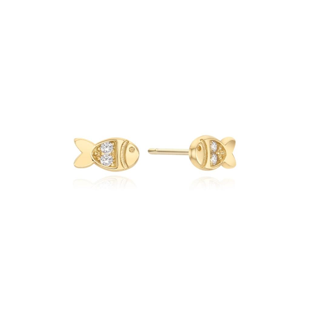 LLOYD Fish Stone 14K Earrings LPFN2223G