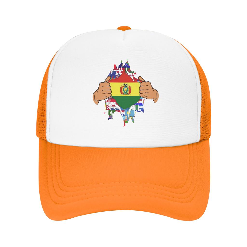 Pride of bolivia flag in my heart Custom Mesh Baseball Caps For Womens High-end Male Beach Golf Hat Snapback Cap