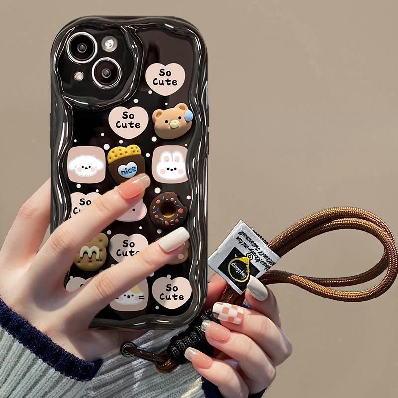 Подходит для Apple 15 Чехол для мобильного телефона iPhone14promax/13 Трехмерный ремешок в виде куклы-медведя 1/12 Силиконовый Xs/xr