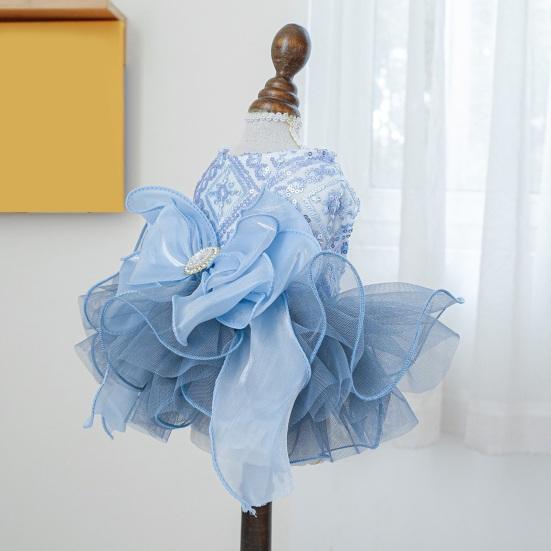 Платье для собачки-принцессы, блестящее кружевное платье-пачка для маленьких щенков, одежда для собачьих нарядов на свадебные вечеринки