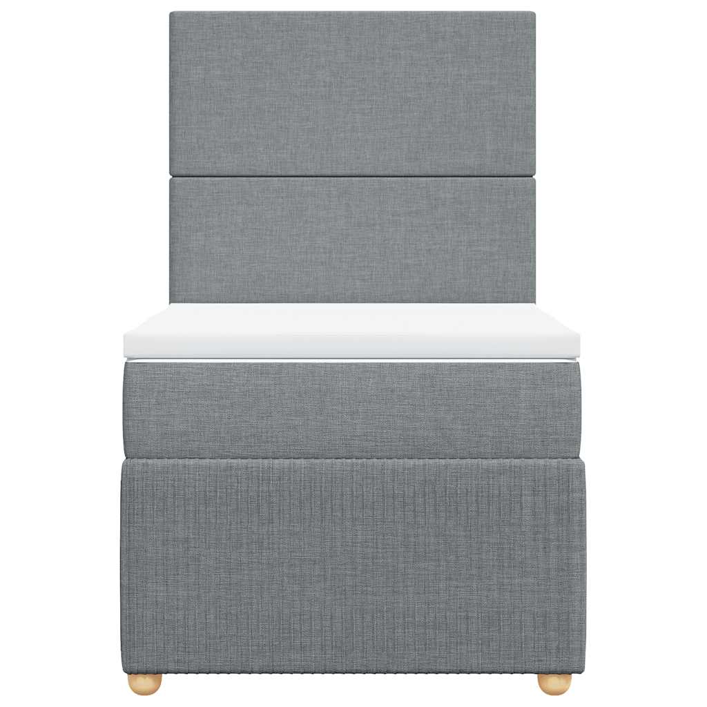 Box Spring Bed with Mattress Light Grey 80 x 200 cm Fabric