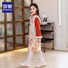 Luomeng Girls' New Chinese Style Faux Two-Piece Plush Lined Cheongsam Dress