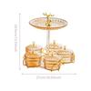 2 Tier Rotating Serving Tray Cupcake Stand with 5 Cases Platter Decoration Dining Room Fruit Buffet Display Tower for Party