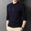 Spring and Autumn Thin Men's Long-sleeved T-shirt Stand-up Collar Top Middle-aged Business Casual T-shirt Bottoming Shirt for Men