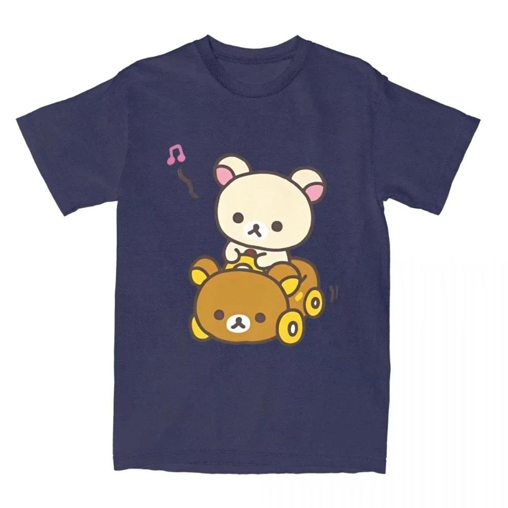 Футболка Car Drive Rilakkuma для мужчин и женщин, хипстерская хлопковая футболка с круглым вырезом и коротким рукавом, одежда больших размеров