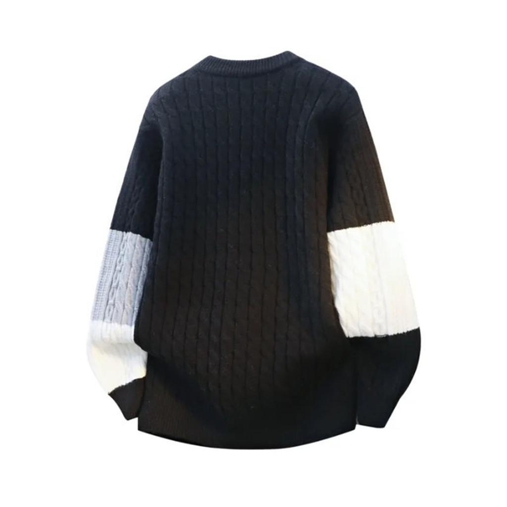 Men's Fashion Knitting Pullover Long Sleeves Loose Round Neck Sweater