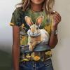 Летние детские футболки для девочек с принтом 3D-кролика, детские футболки, повседневный топ с коротким рукавом, модный свитер с круглым вырезом, одежда для девочек