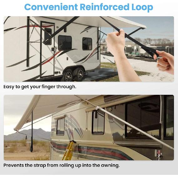 BougeRV RV Awning Pull Straps, 9.8FT (118 Inches) Upgraded RV Camper Awning Parts Pull Down Straps Fits For RV/Travel Trailer/Camper Awning RV