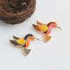 Charming Japanese Girl Cartoon Parrot & Crane Brooch - Creative Small Pin Badge for Versatile Decoration