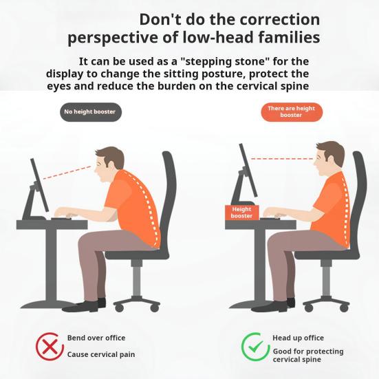 Wooden Computer Elevated Rack Monitor Stand Riser with Storage Compartment Easy Installation Office Desk Storage Organizer Laptop Holder