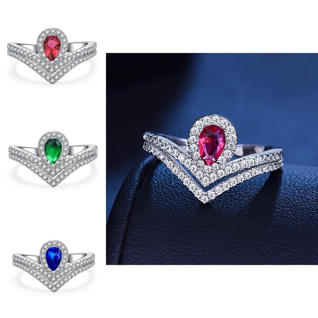 Personalized Blue Sapphire And Emerald Moissanite Ring Fashionable And Adjustable Copper Ring For Women