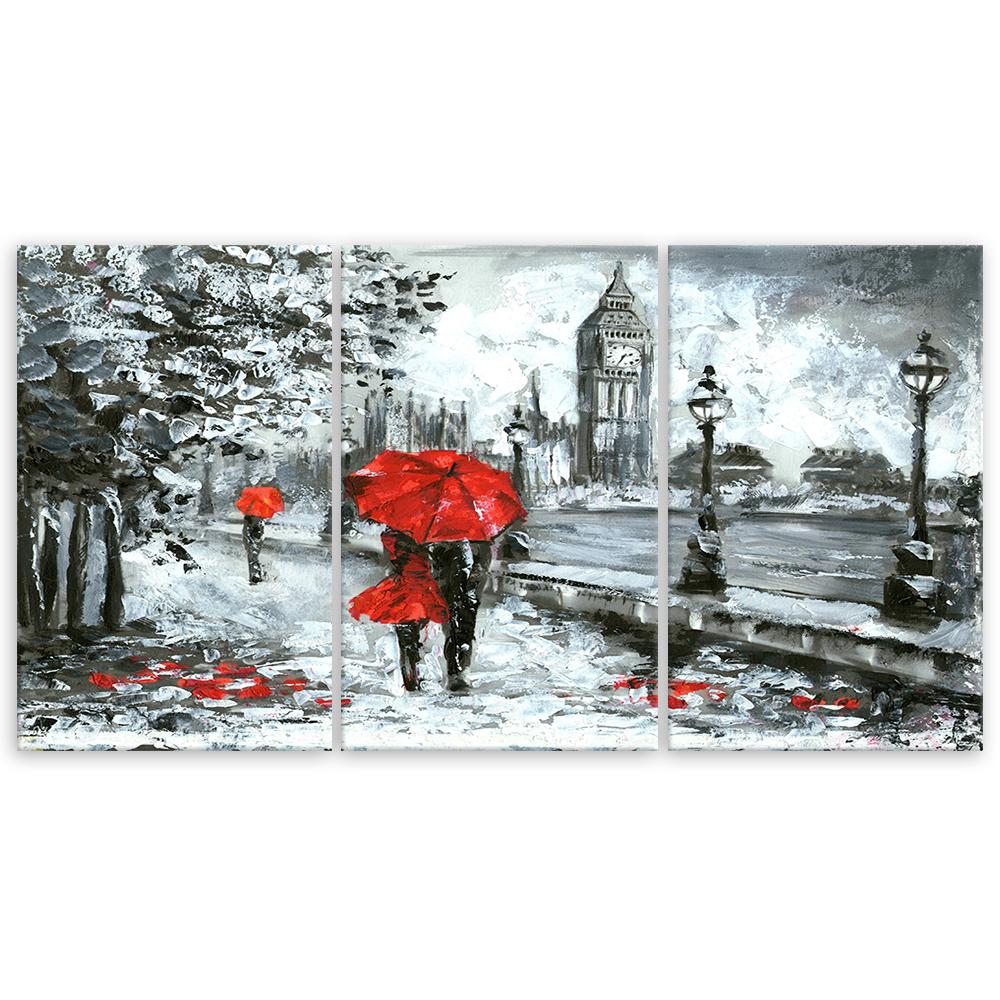 Three Piece Picture Canvas Print London Walk Big Ben