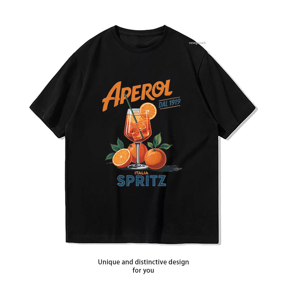Summer Aperol Spritz Unisex Unisex summer cotton graphic t shirts Adult streetwear camisetas tops tee Shortsleev