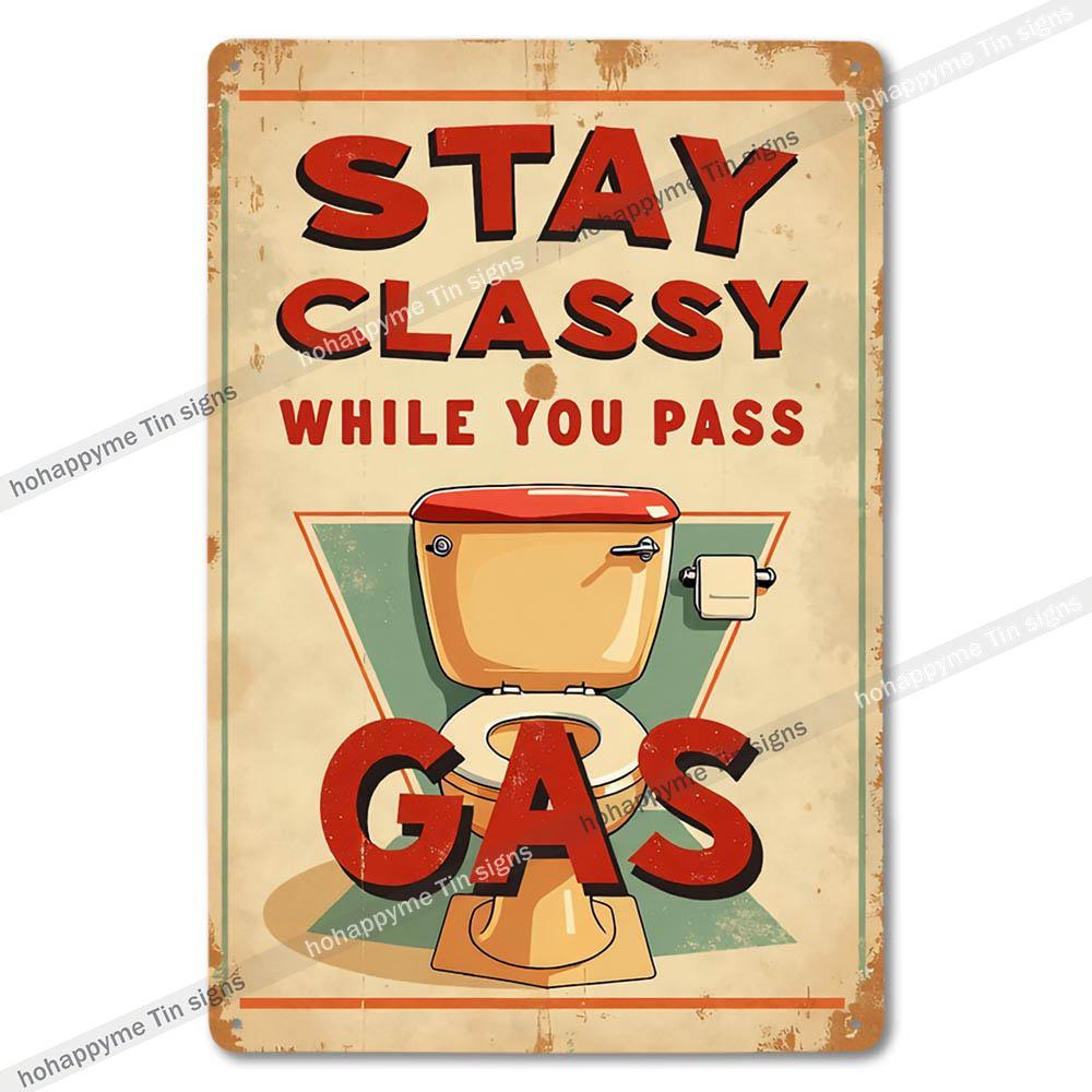 Vintage Metal Bathroom Sign Retro Funny Wall Decor for Home Restroom