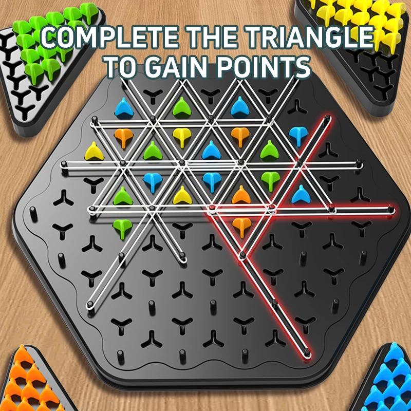 Non-Toxic New Geometry Chain Chess Puzzle Triangle Chess Desktop Game Rubber Band Training Family Interaction Exercise Thinking Toys Gifts