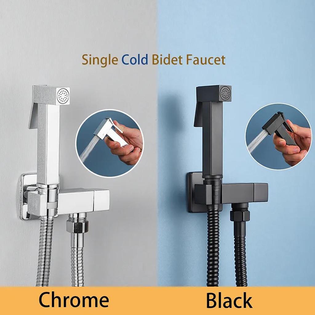 ULA латунный смеситель для биде, одиночный кран для холодной воды, ручной распылитель для биде, душевой набор, туалетный распылитель Shattaf, смеситель для биде, черный