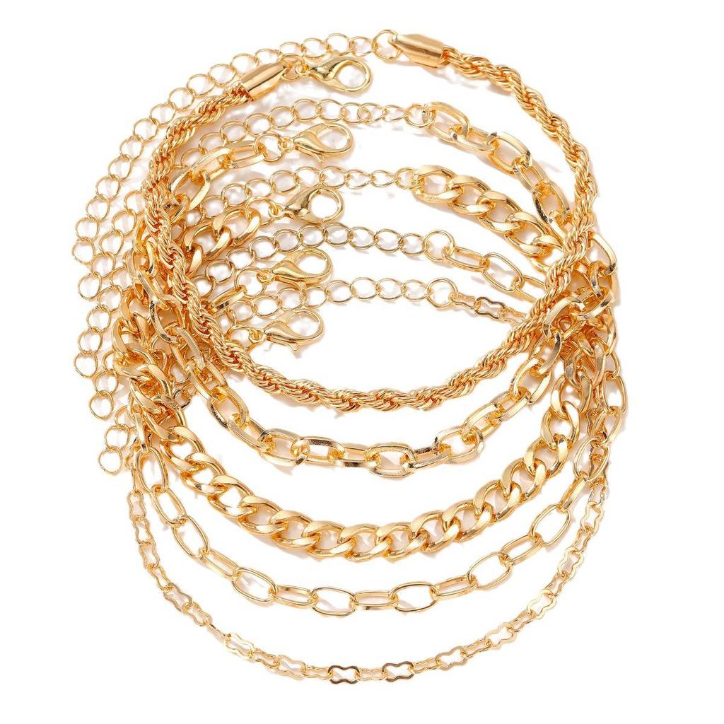Bohemian Minimalist Multi-Layer Metal Chain Women's Bracelet Set