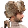 Pyrafox Russian Ushanka Fur Hat Men, Women Ear Flap Trapper Hats Fluffy Cold Winter, Warm Faux Furry Earflap Bomber Deerstalker Hunter Cap