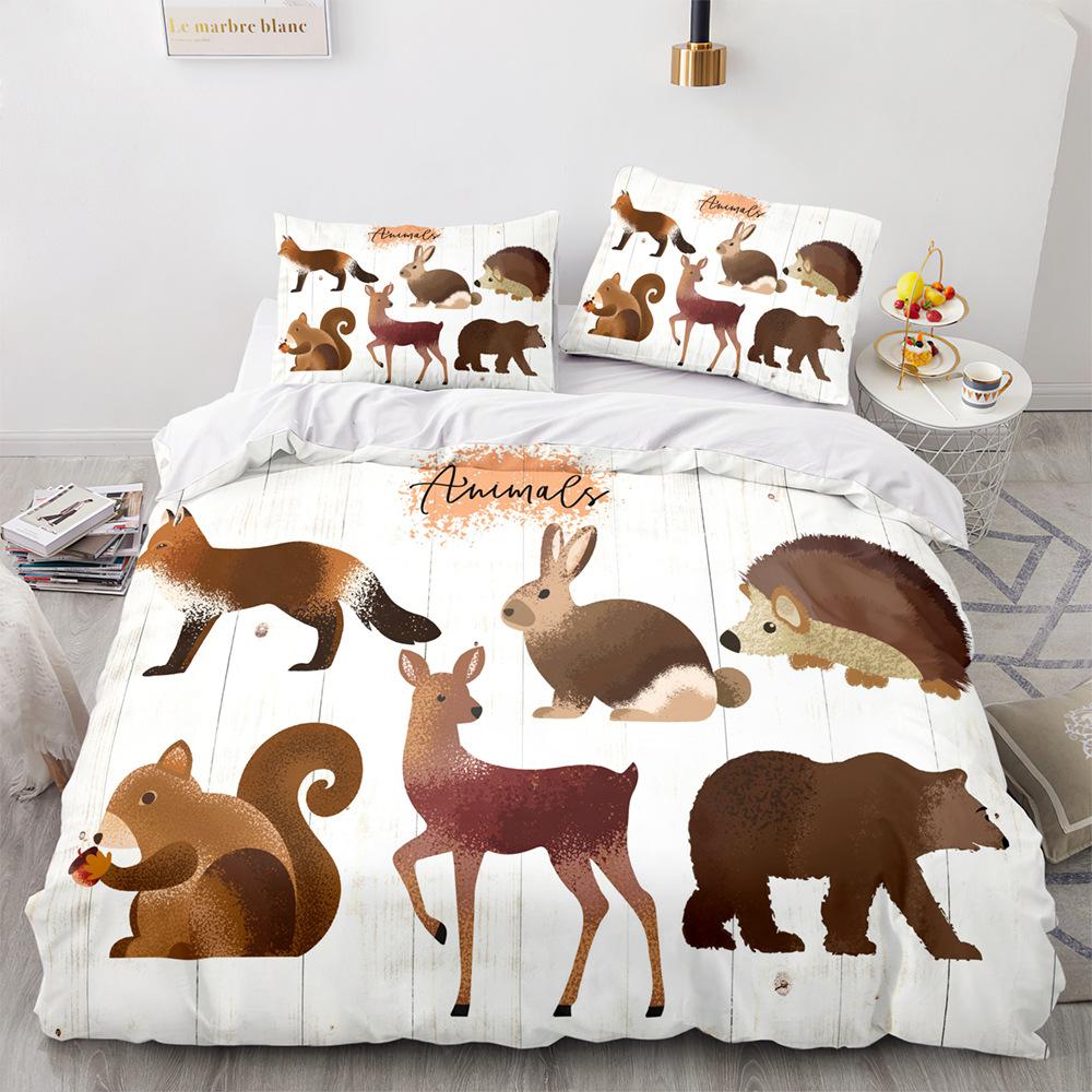 Lion King Queen Duvet Cover Watercolor Animal Bedding Collection For Kids Teens Adults Colorful Wildlife 23Pcs Polyester Quilt Cover