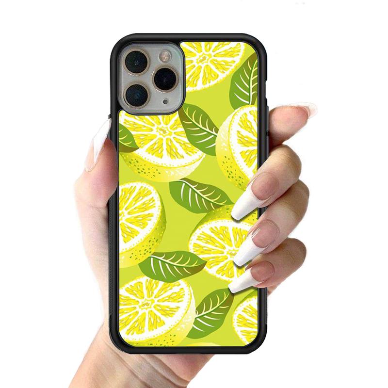 Летний чехол для телефона с зелеными листьями, фруктами и лимоном, силиконовый чехол из ПК + ТПУ для iPhone 11 12 13 Pro Max 8 7 6 Plus X SE XR Hard Fundas