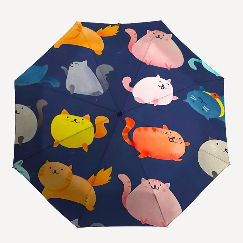 1pc Cats Pattern Automatic Folding Umbrella - Lightweight, Retractable Design with 8-Rib Durability, Perfect for Outdoor Adventures 15153