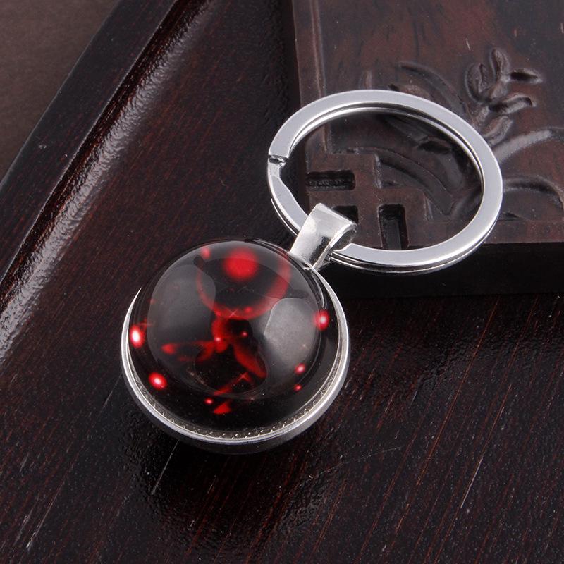 Светящийся брелок с кристаллами Скорпиона и Девы: Металлический брелок с двухсторонней стеклянной подвеской