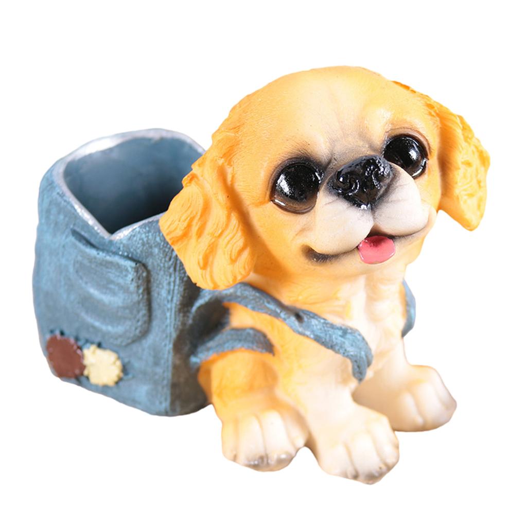 Dog Shape Pencil Cup Decorative Resin Pen Container Desktop Pen Organizers Makeup Brush Stand Office Desk Decoration
